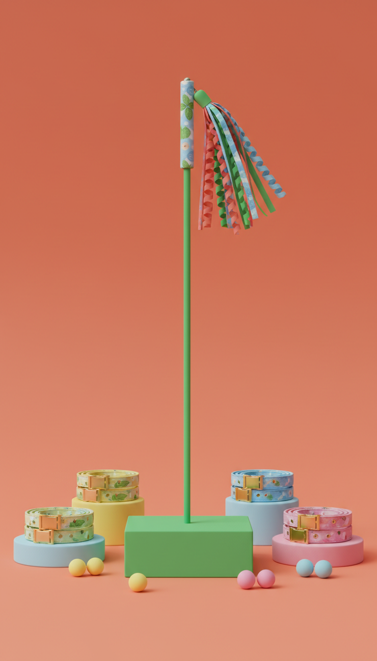 Fresh mint patterned cat teaser wand