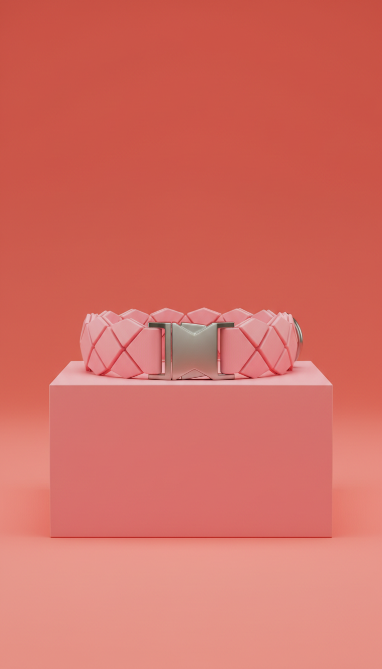 Bubblegum pink geometric dog collar